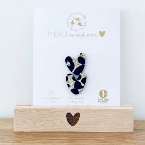 PIN'S PAILLETE LEOPARD DORÉ CŒURS À PARTAGER