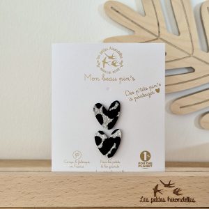 PIN'S PAILLETE LEOPARD ARGENTE CŒUR A PARTAGER