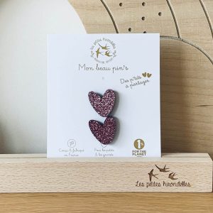 PIN'S PAILLETE ROSE CŒURS A PARTAGER